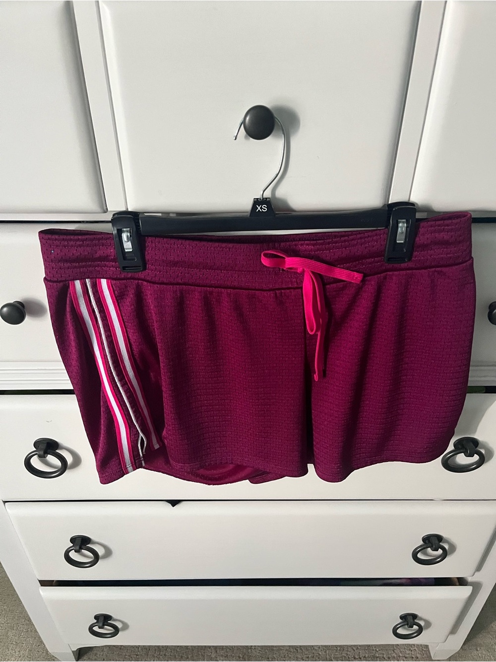 Old Navy Maroon Athletic Shorts with Pink Drawstring